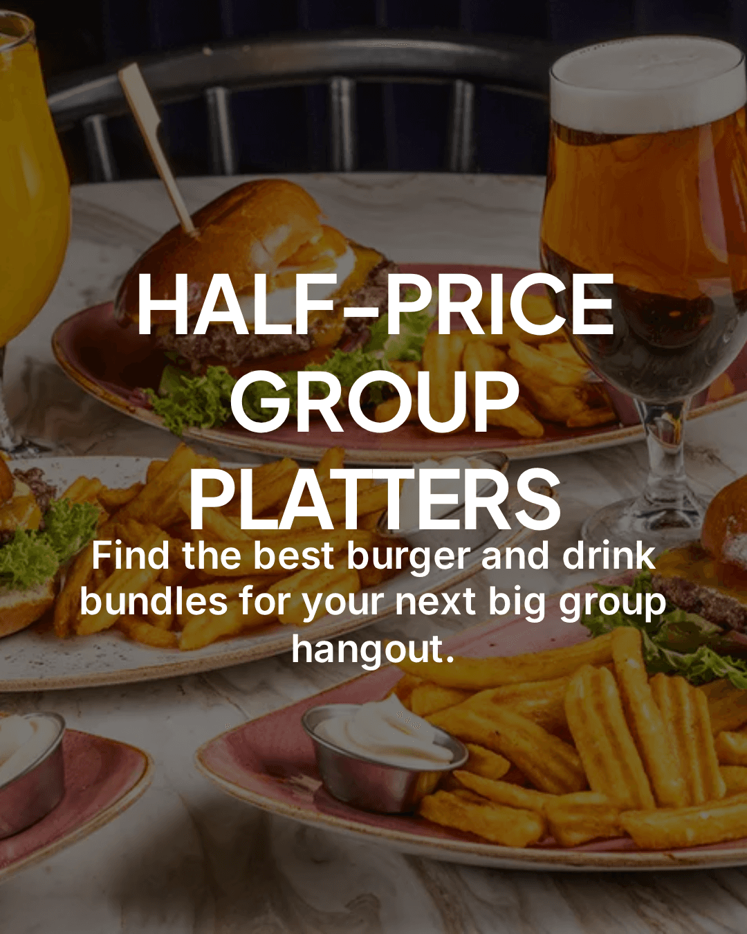 Dealround social ad creative · half-price group platters