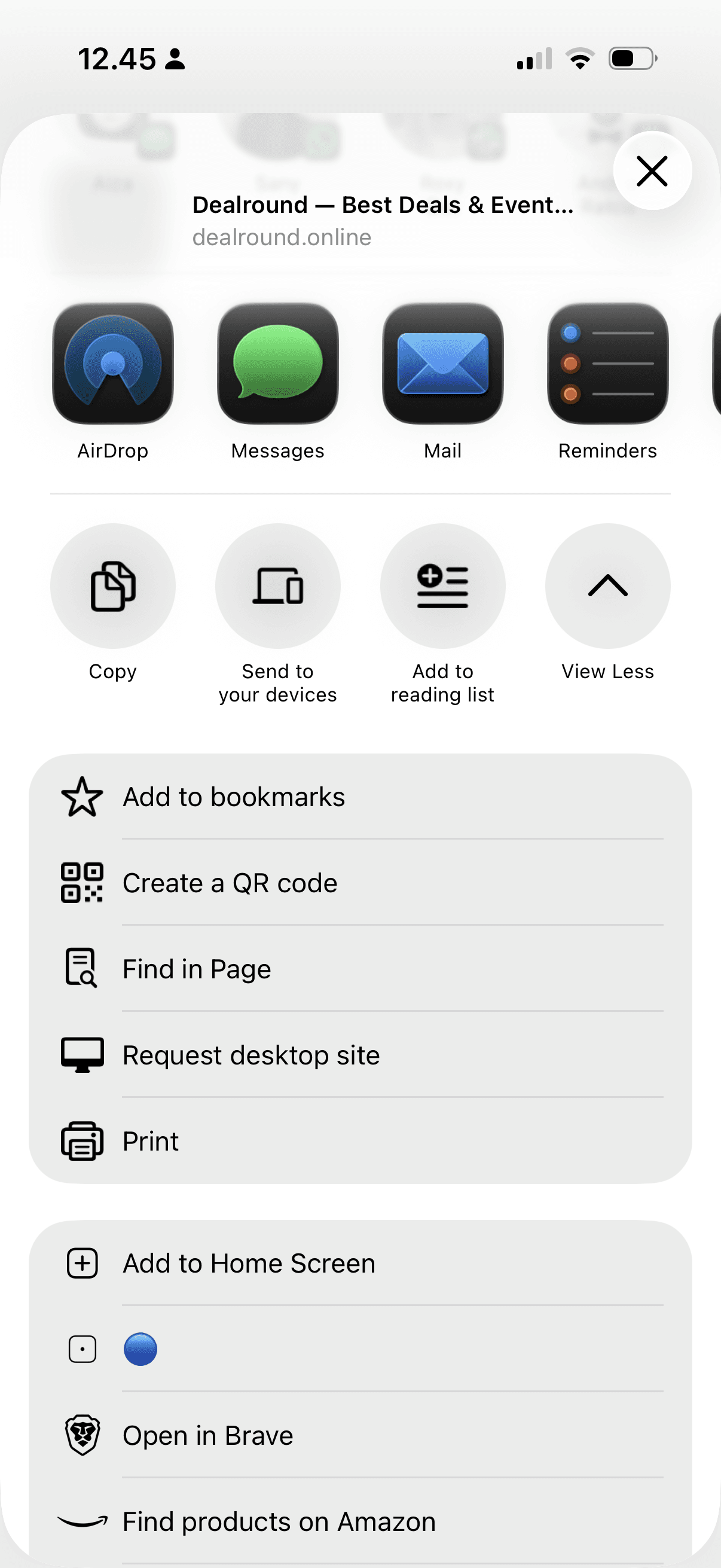Tap share, then Add to Home Screen