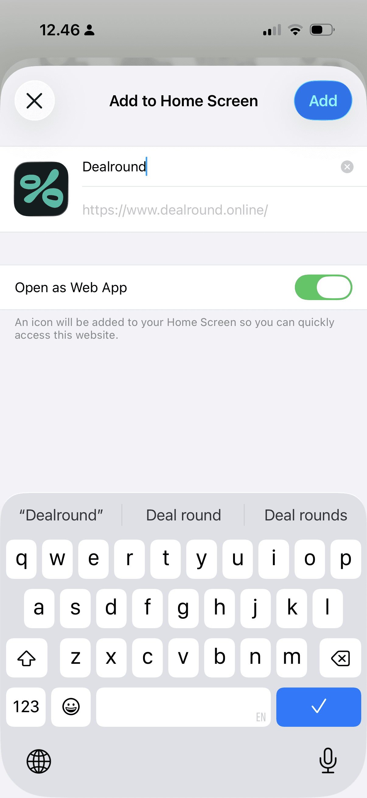 Confirm name and tap Add