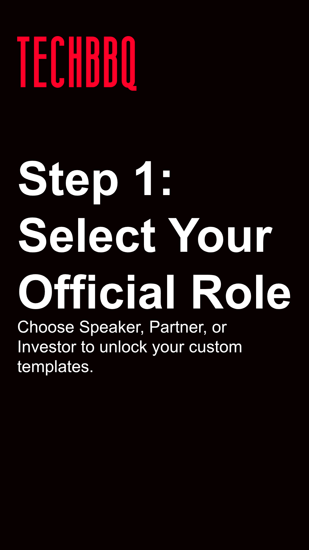Marketing Kits step 1 · select your official role