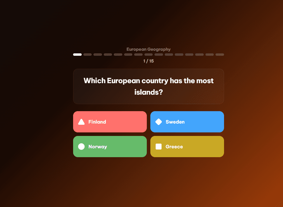 Multiple-choice question with four colored answers