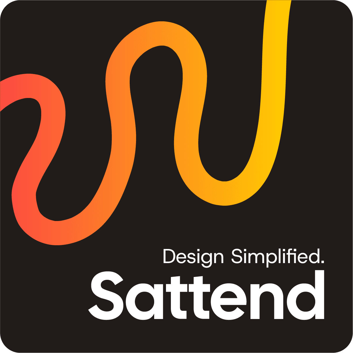 Sattend logo · Design Simplified with large squiggle